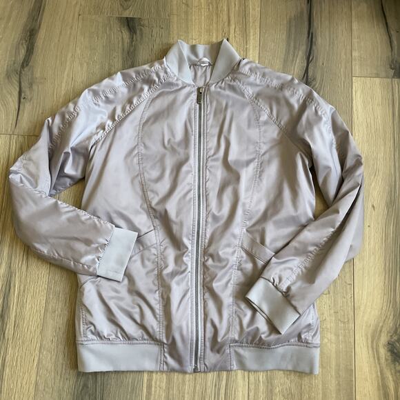 LULULEMON Jacket Womens Size 4 Trace Back Bomber Coat Gray Chrome LW4ATRS EUC - Picture 1 of 9